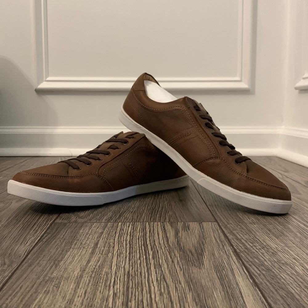 Johnston & Murphy Mens Quinton Oxfords Shoes Brown Leather Moc Toe Lace Up 11.5